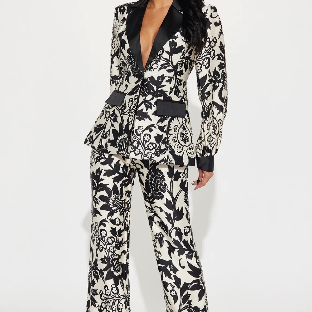 Black and White Satin Pant Set-NWT